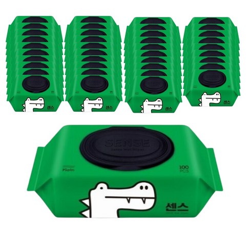 센스 물티슈 악어 캡형 100매 x 40팩, 40개, 100개