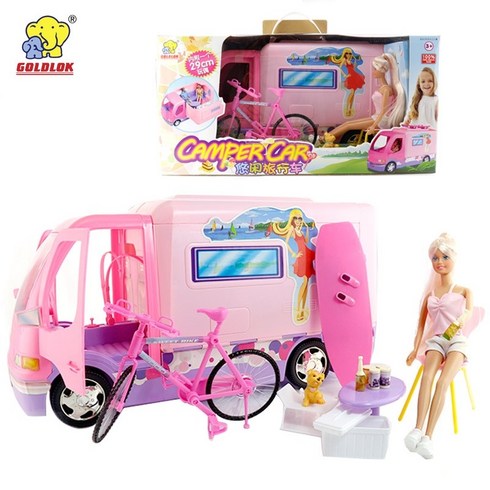 푸드트럭 Gaole 어린이 장난감 여행 패스트 푸드 자동차 어린이 인형 정장 소녀 캠핑, 여유로운 왜건 30610d(대형)