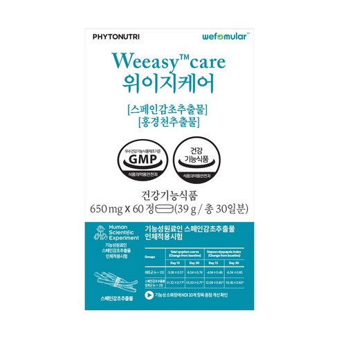 파이토뉴트리 위이지케어 위포뮬라 위이지CARE 스페인감초 홍경천 추출물 원료, 60정, 1개