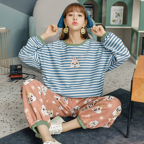 2023년 가성비 최고 에잇아워즈 릴렉스 여성 홈웨어 - 준성 여성 홈웨어 실내복 긴팔 면 파자마 잠옷 상하의 세트