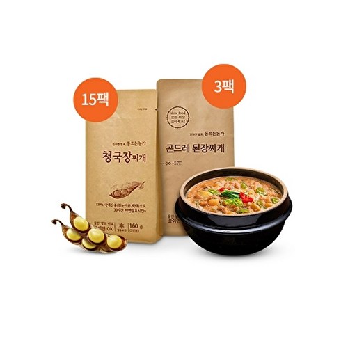 동트는농가 - 동트는농가 발효절정 청국장찌개 160g 15팩 + 곤드레된장찌개 200g 3팩, 1개, 기타, 기타