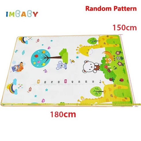 IMBABY Playpen 매트 더블 표면 신생아 게임 카펫 텐트 아기 어린이 놀이터 방수 패드 무작위 패턴, 01 150x180cm