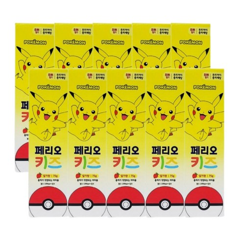 어린이고불소치약 - 페리오 키즈 3단계 치약 피카츄, 10개, 75g