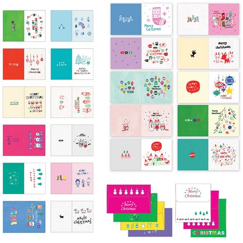 2023년 가성비 최고 성탄 카드 문구 - 밀로 크리스마스 카드 + 봉투, 40종, 2세트