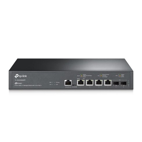 TP-Link TL-SG3210XHP-M2 | Jetstream 8 포트 멀티 기가비트 L2+ 관리 PoE 스위치 | 8 PoE+ 포트 @240W 2 x 10G SFP+ 슬롯 |, 10Gb PoE++ 4개, 10Gb SFP+ 슬롯 2개