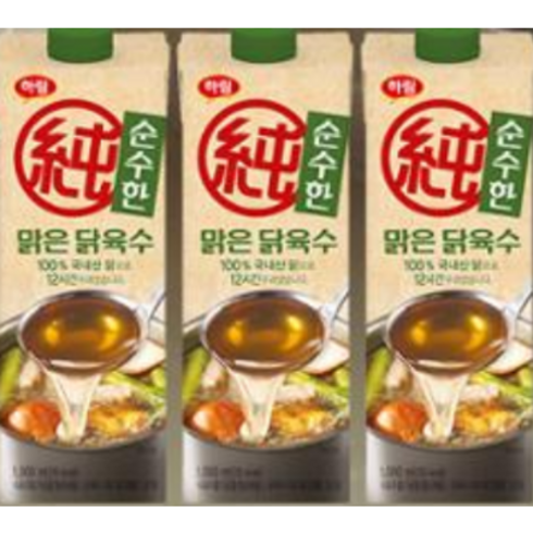 하림 순수한 맑은닭육수 1000ml 3팩, 1L, 3개