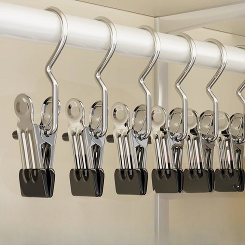 깔끔조아 스텐 다용도 후크클립 모자걸이 옷걸이, 10개, 깔끔 실버 블랙