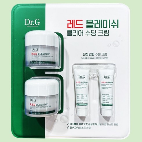 닥터지 레드 블레미쉬 클리어 수딩 크림 50ml x 2개_10ml x 2개+제이컴 사은품, 120ml, 1세트