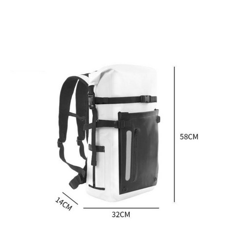 프리다이빙 가방 장비 핀백 오리발 스쿠버 백팩 롱핀 오리발 가방 다이빙 백팩, 30L 화이트 + 블랙