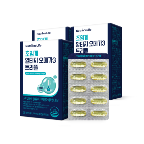 뉴트리원 초임계 식물성 알티지 오메가3 트리플 EPA DHA rTG 오메가3 6중복합기능성, 3개, 30정