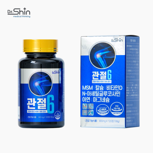 닥터신 관절6 MSM NAG 비타민D 마그네슘 칼슘 아연 관절 연골 영양제, 3통, 120정(90g)