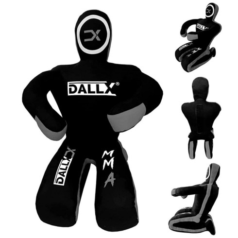 DALLX MMA 그래플링 더미 BBJ 레슬링 브라질 주짓수 펀칭백 유도 가라데 던지는 복싱과 싸움 자기 방어 앉은 자세 미충전 (블랙 그레이 15.2 cm), Black Grey