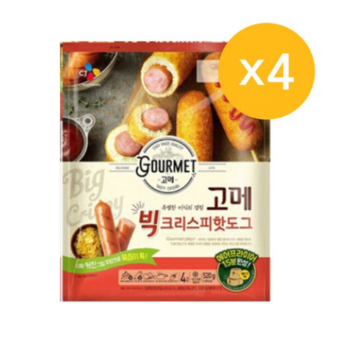 [CJ제일제당] [제일제당]고메 빅크리스피핫도그520gX4봉(16개), 520g, 2개