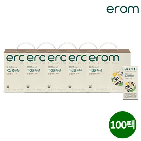 이롬 황성주 박사의 국산콩 두유 검은콩17곡 100팩(190ml x 20입 5박스), 황성주 박사의 국산콩 두유 검은콩17곡 100팩(190, 검은콩17곡 두유 100팩