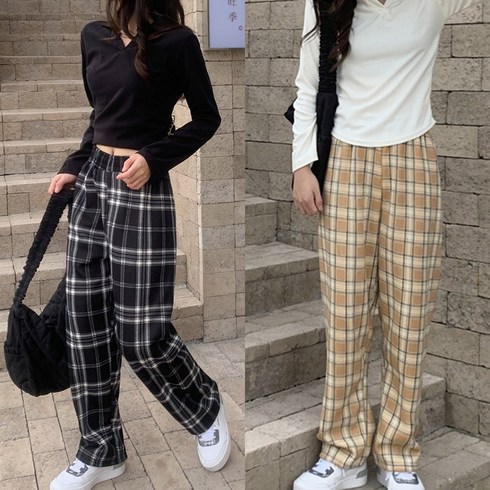 이너리즘 1+1 양털 기모 체크 수면바지