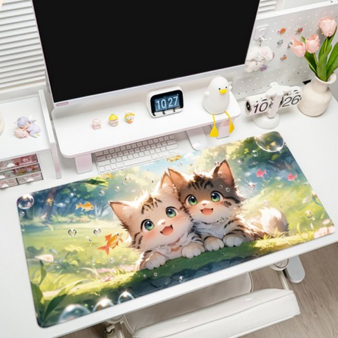 게이밍 장패드 귀여운 고양이 일러스트 데스크 매트 키보드 마우스 패드, 1개, 옵션2