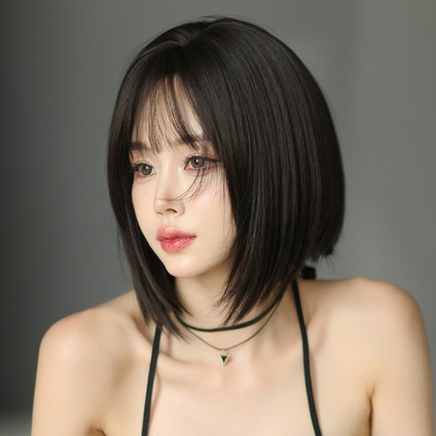 뿌이뿌이가발 테슬컷 일자 생머리 단발머리 패션 헤어 전체 칼단발 통가발, 원컬러, 1개