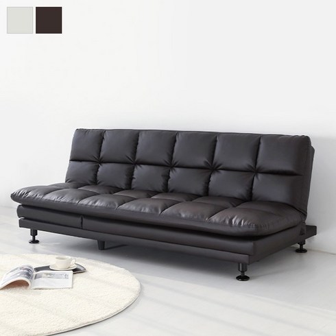 마켓비 AMBO 3인 멀티 소파베드 카우치형 소가죽, 블랙브라운 2261.9070