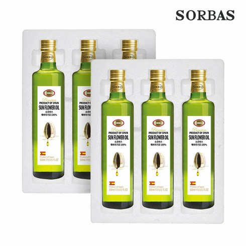 [KT알파쇼핑]소르바스 (스티로폼포장) 해바라기유 500ml x 6병, 소