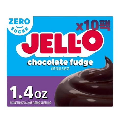 JELL-O 젤로 초콜릿 퍼지 푸딩 믹스 무설탕 Chocolate Fudge Pudding & Pie Filling Mix 39g 10팩