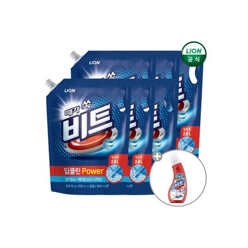 액체 세탁세제 딥클린파워 드럼 2L리필x6개 + 바르는비트 220ml x 1개, 액체 세탁세제 딥클린파워 일반 2L리필x6개 + 바르는