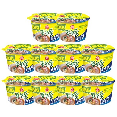오뚜기 BIG 컵누들 간편식 가벼운한끼 우동맛 용기 당면라면 큰컵누들 61.5G, 10개