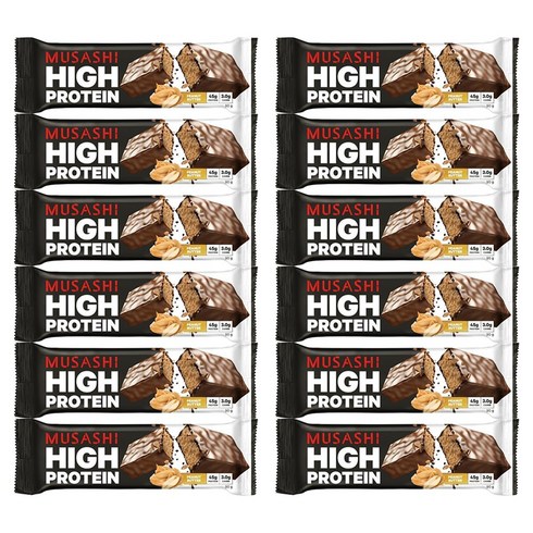 무사시버터 - Musashi High Protein Bar Chocolate Brownie 무사시 하이 프로틴 바 피넛 버터 90g 12팩, 12개