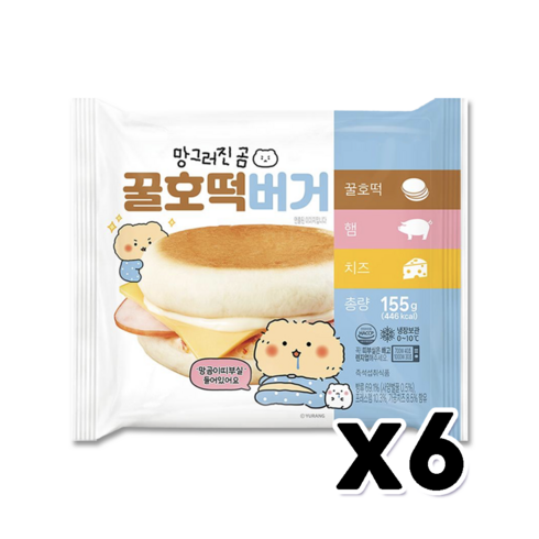 망곰이의 꿀호떡버거 띠부씰1종랜덤증정 155g x 6개