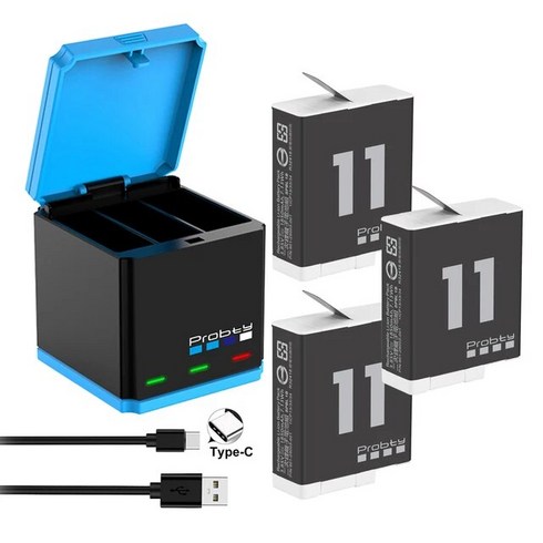 고프로 12 히어로 12 11 10 9 용 인듀어스 배터리 3 슬롯 배터리 스토리지 충전기 박스 1850mAh 고프로 9 1, 01 3BatteryWithCharger, 01 3BatteryWithCharger