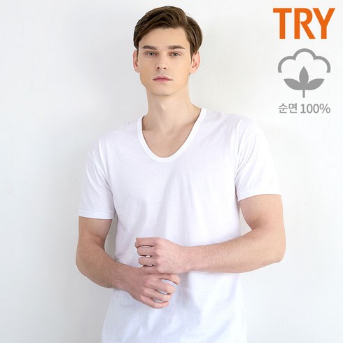 TRY 남자 퓨어코튼 베이직 반팔런닝 5매 HMTIC02