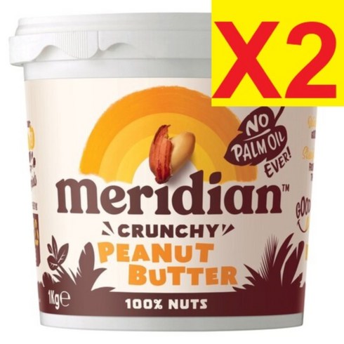 메리디안땅콩버터 - 1KG 2병메리디안 크런키 피넛버터 땅콩잼 땅콩버터 Meridian Crunchy Peanut Butter, 2개