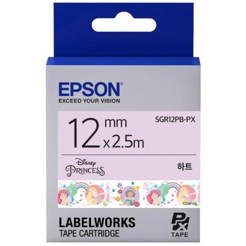 [EPSON] 디즈니 프린세스 라벨테이프 SGR12PB-PX 디즈니 하트 라벨테이프