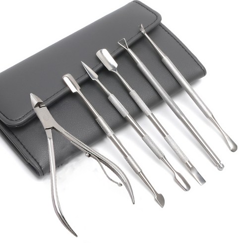 네일케어도구 - 고급 네일케어 용품 6종 세트+수납 가방 슬림소녀 Manicure tool set, 1세트, 그레이