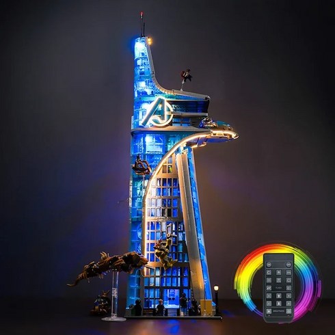 레고호환 Vonado LED 조명 76269 세트 어벤져스 타워 빌딩 블록 액세서리 전용 포함, [01] remote control