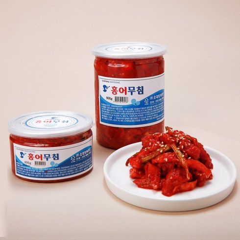 홍어회무침 - [오대양씨푸드] 오대양 홍어 회 가오리 무침 450g, 홍어무침, 400g, 1개