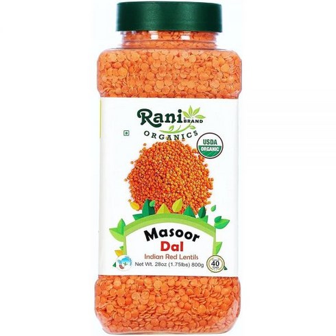 라님엘윌리 - RANI BRAND AUTHENTIC INDIAN PRODUCTS 6771808212 Rani Organic Masoor Dal (Red Split Lentils) 28oz (80, 1.75 Pound (Pack of 1)