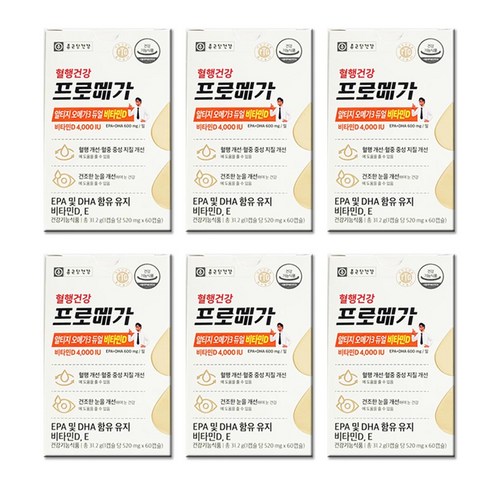 종근당건강 프로메가 알티지 오메가3 듀얼 비타민D 520mg X 60캡슐, 60정, 6개