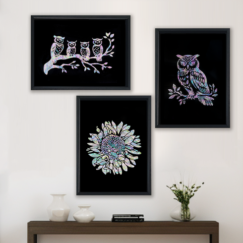 2023년 가성비 최고 전통문화상품 - 해바라기 부엉이 자개 풍수액자 나전칠기선물, A3_부엉이