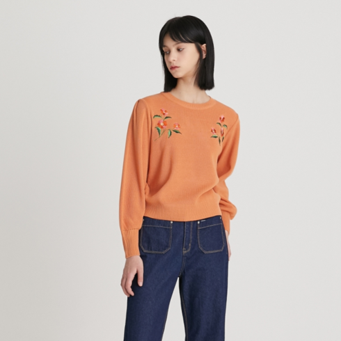 브랜드국내 플라스틱아일랜드 꽃자수 볼륨 니트 PN1KL184