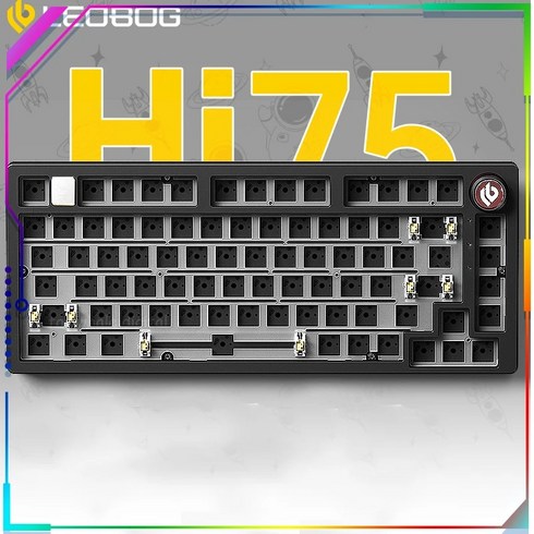 81 Keydous LEOBOG Hi75 알루미늄 무선 게이밍 핫 스왑 키보드 세트 베어본 개스킷 RGB 백라이트 USB 게이, 02. white RGB