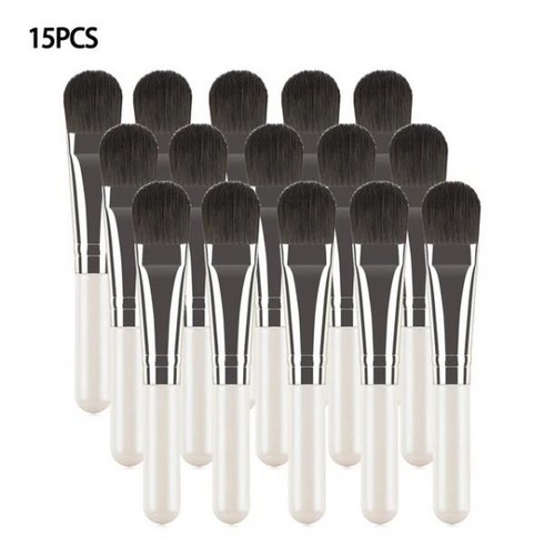 휴대용 페이셜 마스크 소프트 브러시 나무 손잡이 얼굴 스킨 케어 미용 화장품 도구 팬 모양 전문 메이크업 브러시 3 가지 색상, B 15PCS