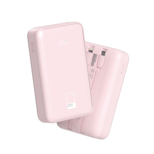 면세점보조배터리 - 팬톤 22.5W PD 고속충전 빌트인 케이블 보조배터리 20000mAh, Pastel Pink