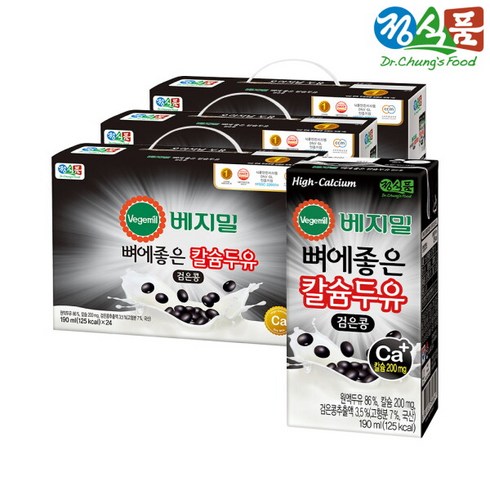 두유 - [베지밀] 뼈에좋은 칼슘 두유 검은콩 190ml x 72팩, 72개