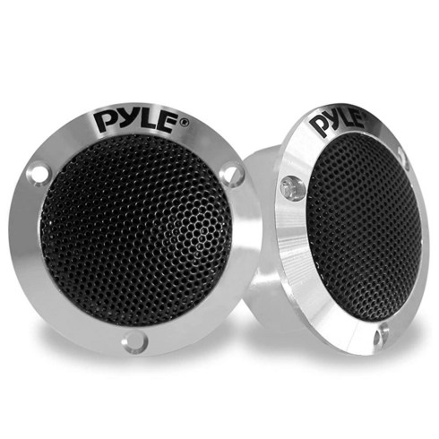 [정품]Pyle 6.4cm(2.5인치) 듀얼 티타늄 돔 트위터 - 2.5cm(1인치) 음성 코일 1쌍 4옴에서 80와트 알루미늄 하우징이 있는 스피커용 자동차 오디오 PLTWB