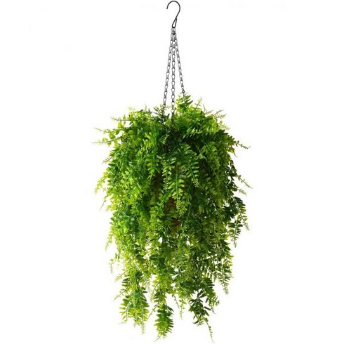 원뿔형 바구니의 인공 매달린 식물 5가지 가지 가짜 유칼립투스 잎 녹지. 화분걸이 야외 자외선에 강한 플라스틱, Green