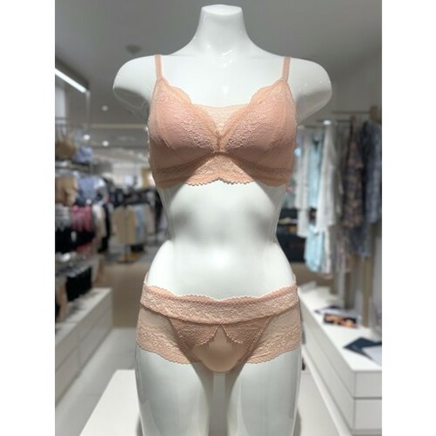 [AK PLAZA] [바바라]barbara 레이스 피치스킨 브라렛 노와이어 브라 올레이스 팬티 세트(ABR4429/ABP4429)
