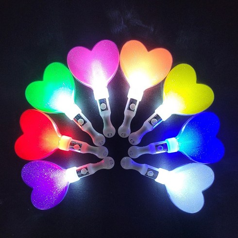 응원봉 - LED 하트 응원봉 야광봉, 8개, 8가지 색 각1개