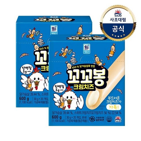 [사조대림] 꼬꼬봉 크림치즈 600g x2개, 2개