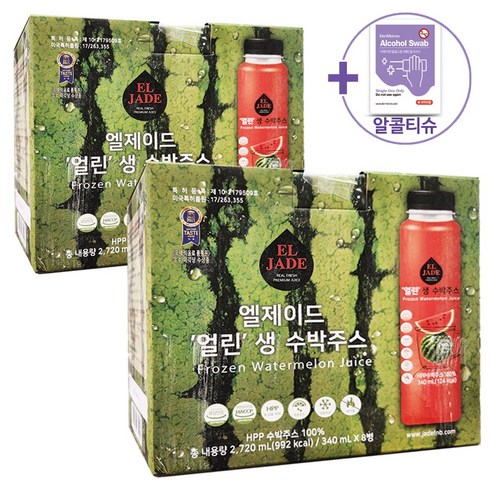 코스트코 엘제이드 얼린 수박주스 340ml x 8개입 X 2BOX [아이스박스] + 더메이런알콜티슈, 16개