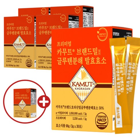 카무트 프리미엄 효소 121박스 - [105만 역가수치] 프리미엄 카무트 글루텐 분해 발효 효소 탄수화물 밀가루 소화 HACCP 캐나다 정품 KAMUT, 6박스, 30회분